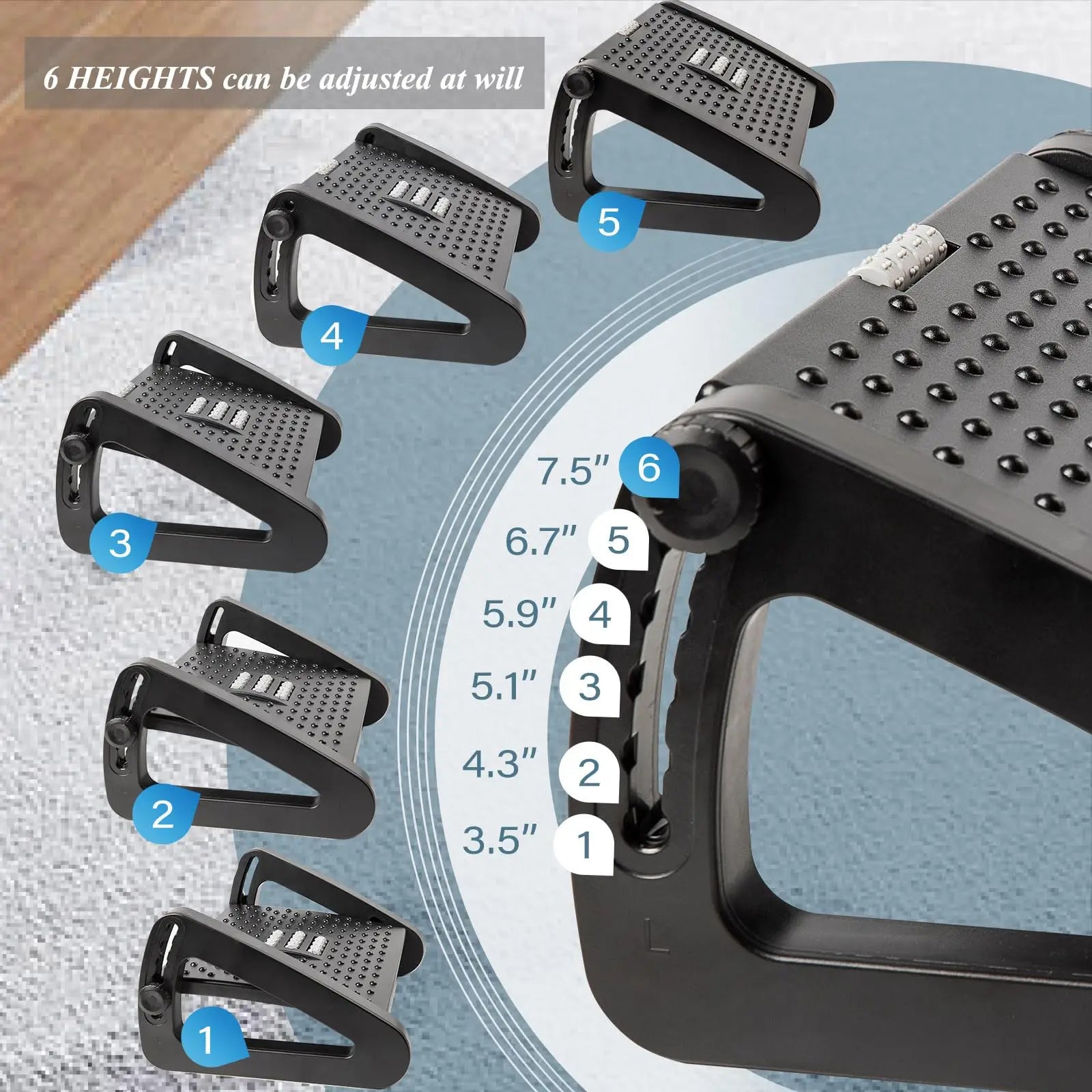 Under Desk Footrest Ergonomic with Massage Rollers Desk - GilloServ