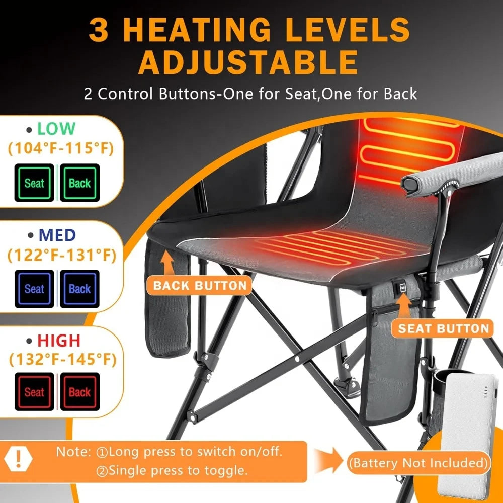 High Quality Outdoor Heated Folding Chairs Foldable Fishing Chair With Armchair Heatable Camping Chair - GilloServ