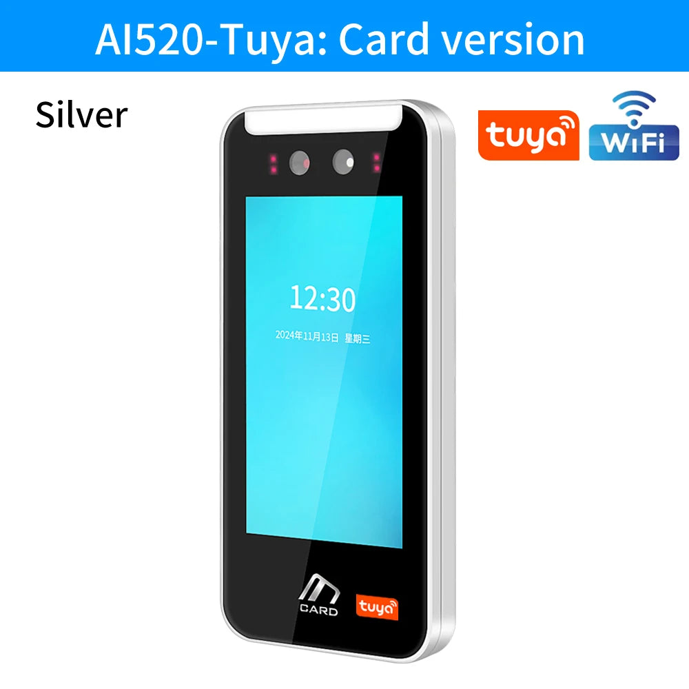5 inch Touch Screen Server WIFI Tuya Face Recognition Fingerprint Access Control With RFID Reader Face Time Attendance Machine - GilloServ