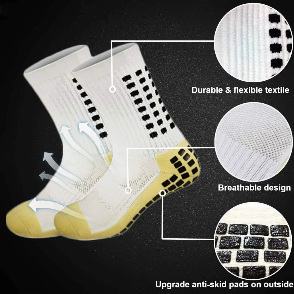 2 Pairs Set Men Grip Soccer Socks and Knee Pads Calf Sleeves Adult - GilloServ