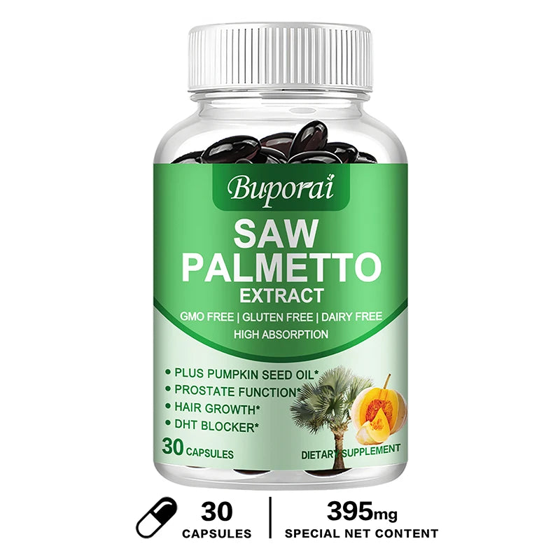 Saw Palmetto Capsules - with Pumpkin Seed Oil - Promotes Prostate Health, Urinary Tract Support, Reduces Hair Loss - GilloServ