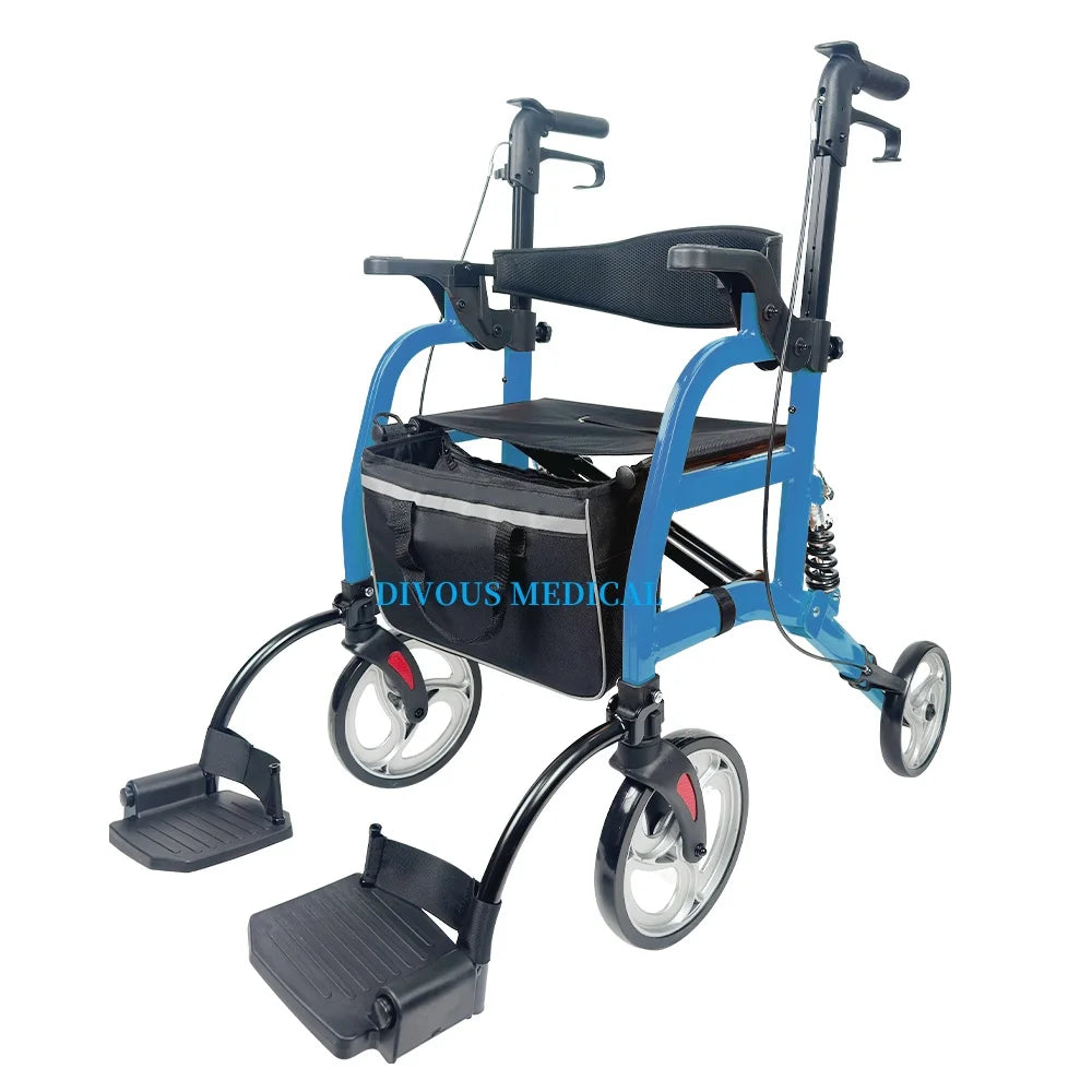 Four-legged Walking Assist Rollator Walker, Aluminum Alloy Training Mobility Aid, Small Walkers - GilloServ
