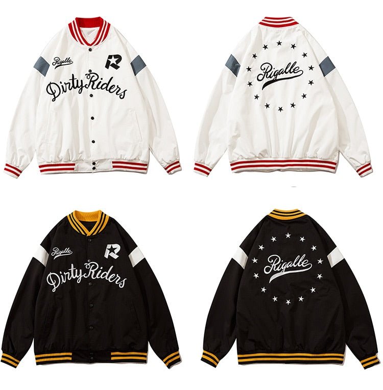 Baseball Jacket Men Star Embroidery Patchwork Bomber Coats - GilloServ