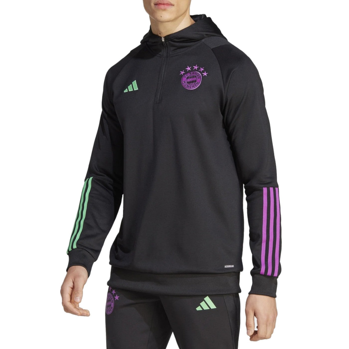 Bayern Munich black hooded training technical tracksuit