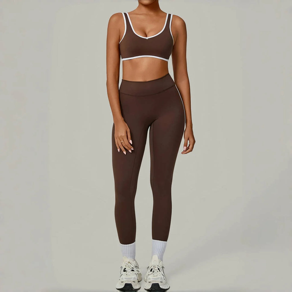 Yoga Suit Sports Fitness High Waist Peach// Hip Tight  Clothes Gym Leggings Set - GilloServ