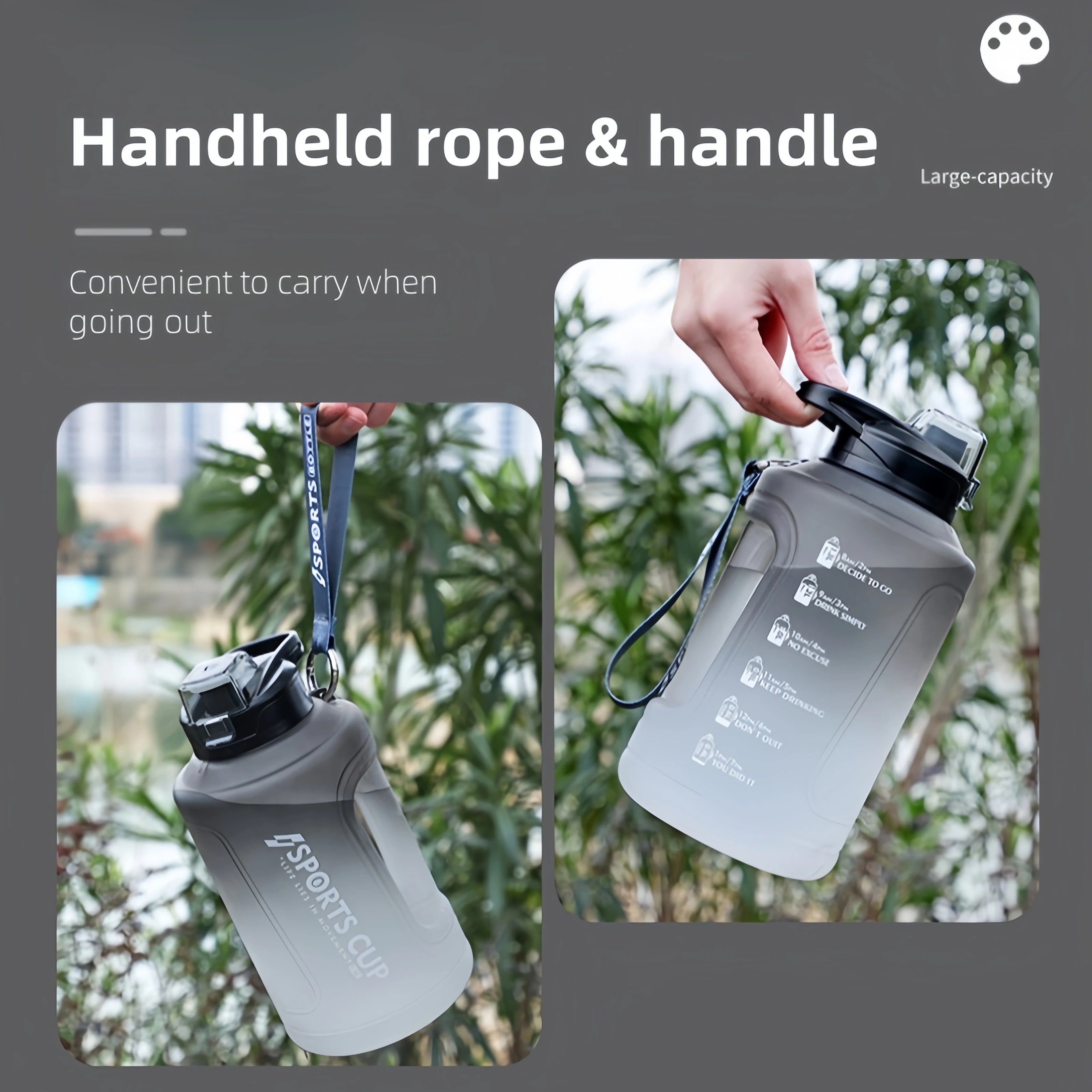 1500ml//2300ml Large Capacity Fitness Portable Scale Gradient Kettle - GilloServ