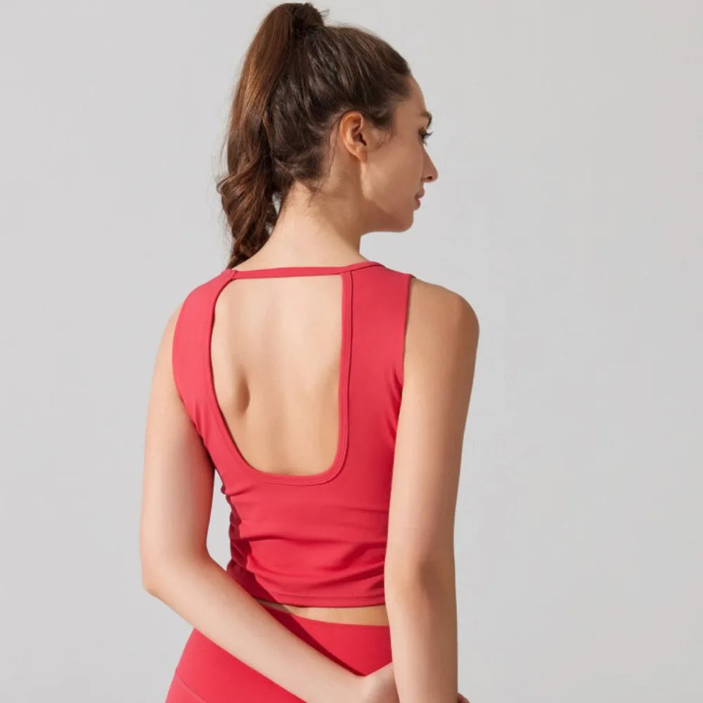 Women's Sports Bra Top with Built-in Padded Cups Breathable Yoga Vest - GilloServ