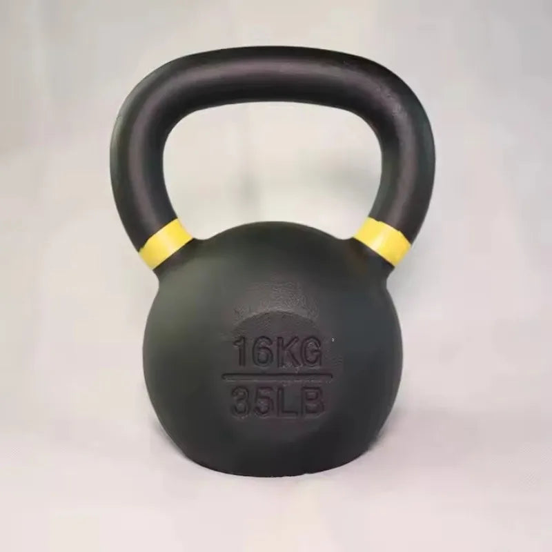 High Quality Cast Iron Competition Kettlebell 16KG// Powder Coated Gym Hot Selling Wide Handles Flat Bottoms for Fitness Training - GilloServ