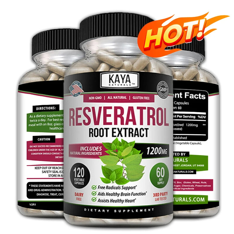 Resveratrol Capsules - Antioxidant Supplement To Support Circulatory Health and Overall Wellness,Promotes Cardiovascular Support - GilloServ