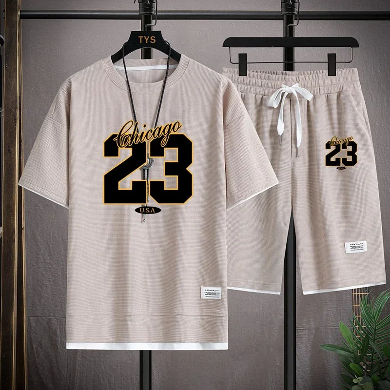 High Quality Men's Comfortable  //Summer  Fashion Print Sports Suit Fitness Jogging Daily Casual Wear Beach Shorts Set - GilloServ