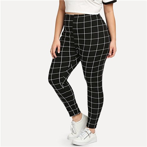 Black And White Plaid Women Legging - GilloServ