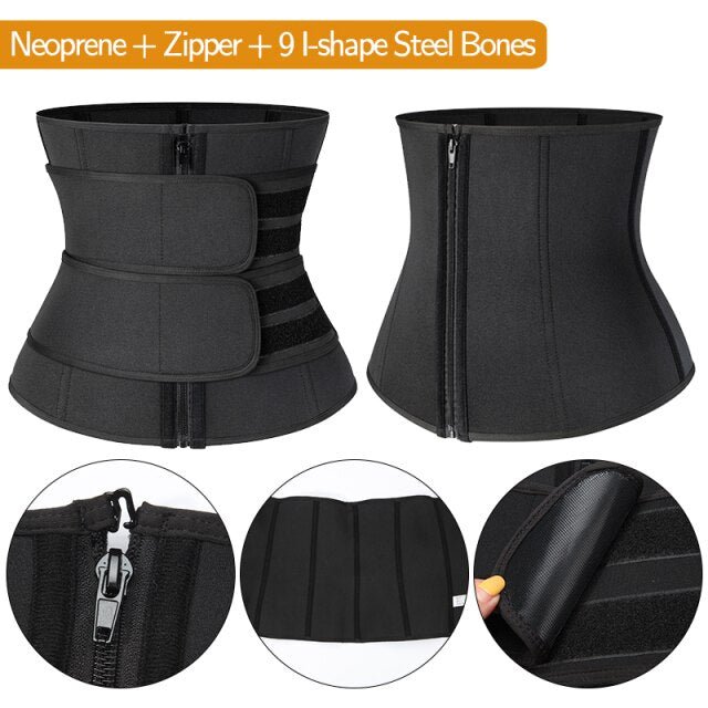 Boned Latex Waist Trainer Corsets for Women Weight Loss Body Trimmer Belt Slimming Shaper Workout Faja Compression Sweat Girdles