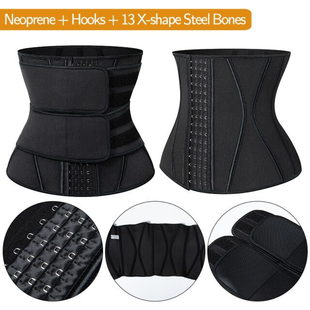 Boned Latex Waist Trainer Corsets for Women Weight Loss Body Trimmer Belt Slimming Shaper Workout Faja Compression Sweat Girdles