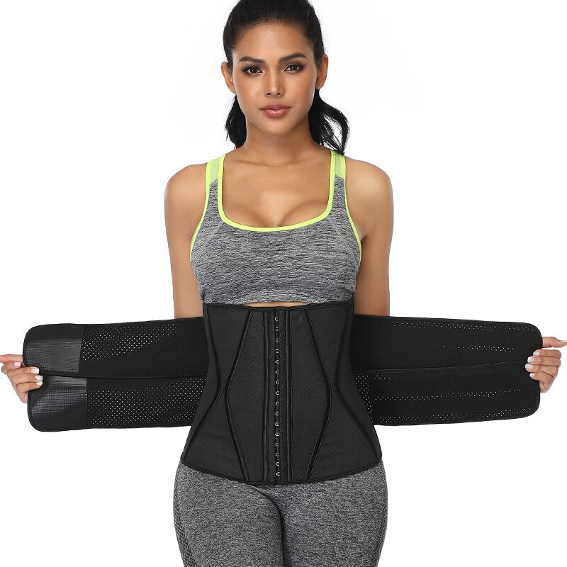 Boned Latex Waist Trainer Corsets for Women Weight Loss Body Trimmer Belt Slimming Shaper Workout Faja Compression Sweat Girdles