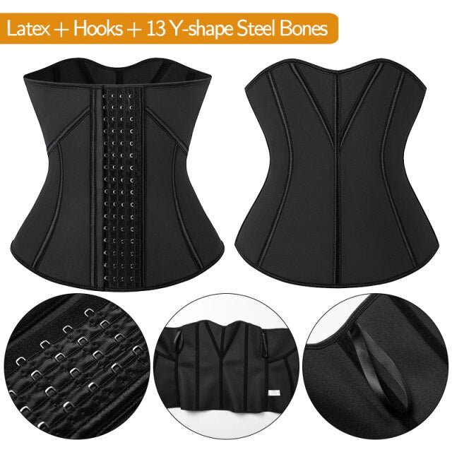 Boned Latex Waist Trainer Corsets for Women Weight Loss Body Trimmer Belt Slimming Shaper Workout Faja Compression Sweat Girdles