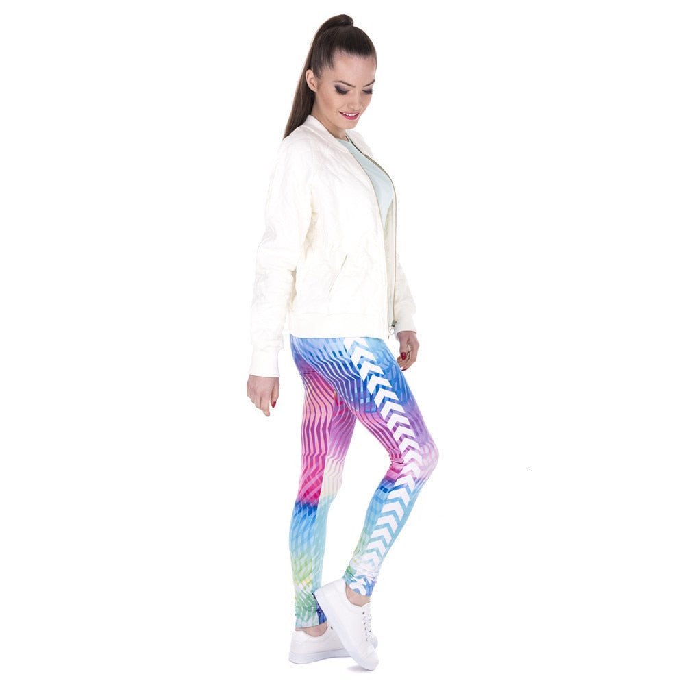 Brand Women Leggings White Arrowa Hologrephic Printing
