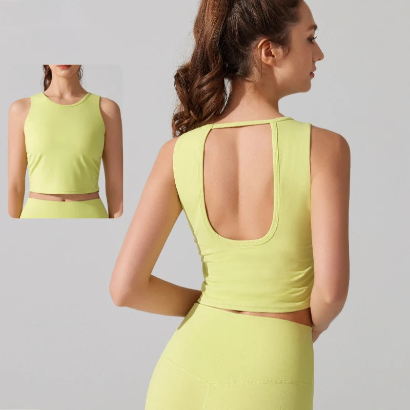 Women's Sports Bra Top with Built-in Padded Cups Breathable Yoga Vest - GilloServ