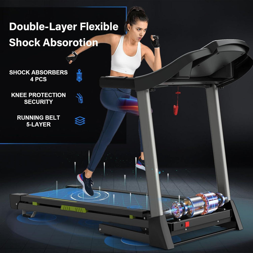 Silent Motor Dual Shock Absorption 330 Lbs Loading Portable Folding Treadmill With Intuitive LCD Panel - GilloServ