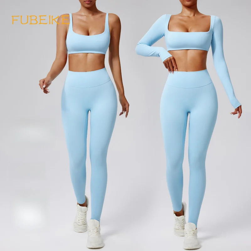 Yoga Suit Tight Yoga Suit Seamless High-Waist Quick-Drying Running Sports - GilloServ