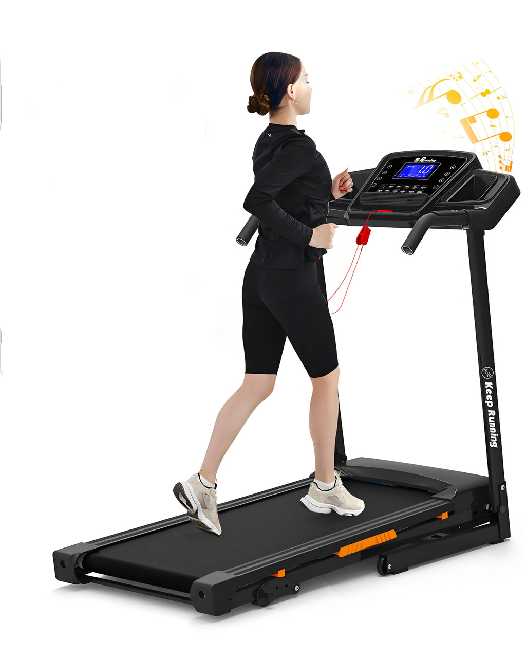 Foldable Electric Treadmill with Incline - 3.5HP Motor, Handrail Speed Control, Pulse Monitor, 12 Training Programs, Max 330lbs - GilloServ
