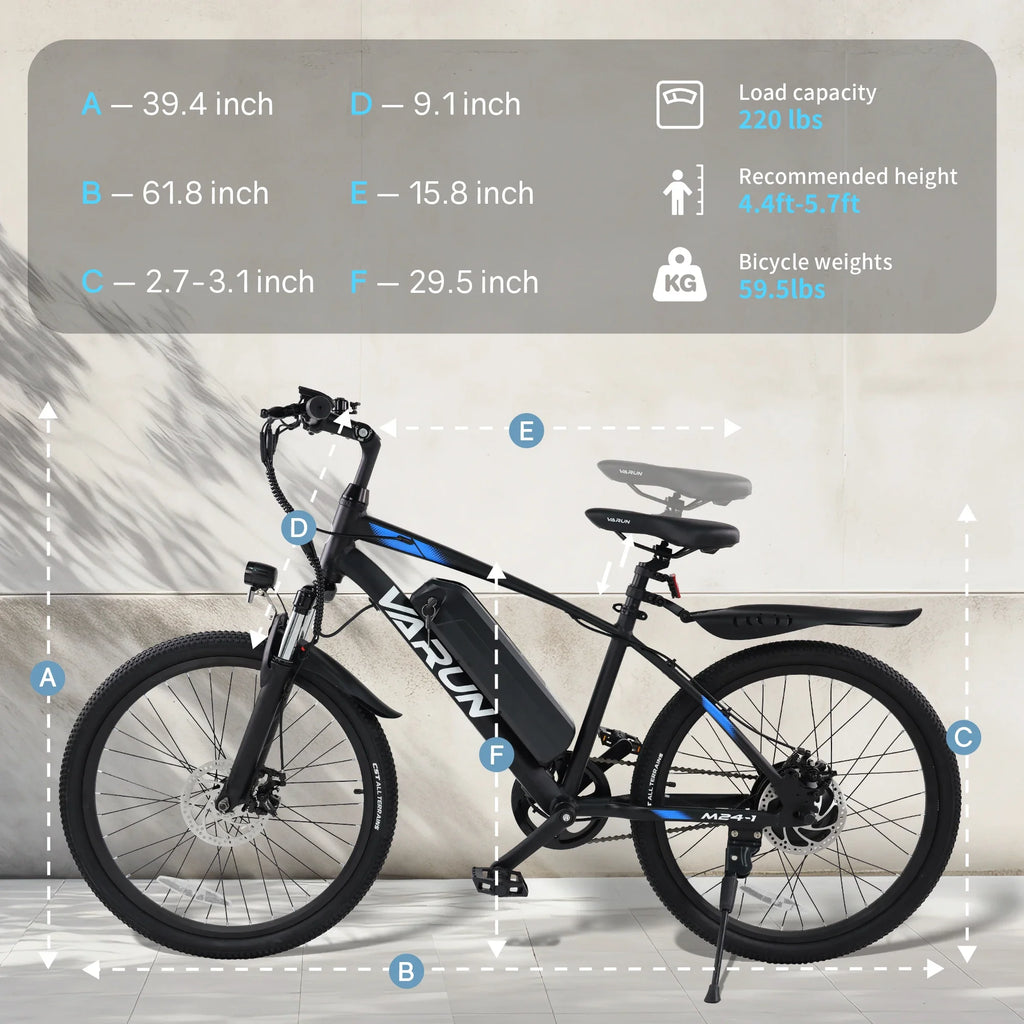 Comfort Ride Adult  M24-1 E-Bike 250W Motor 36V 7.8Ah Battery Mountain/City Commute Bike Electric Bike 24 Inch Tires - GilloServ