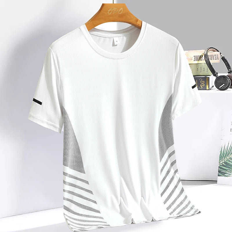 Running T-shirt Men Summer Ice Silk Thin Top