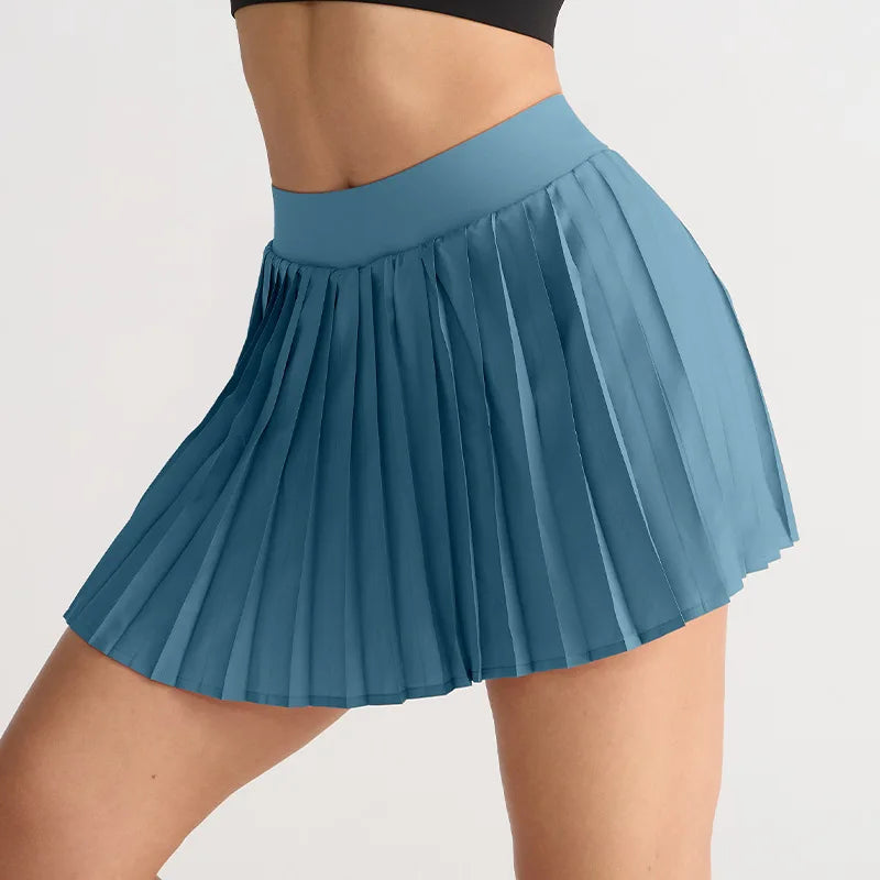 1pcs Women's Pleated Sports Skirts Gym Workout Sports Fitness High Waist Skirts Sexy Pocket Tennis Skirts Golf Running Pantskirt - GilloServ