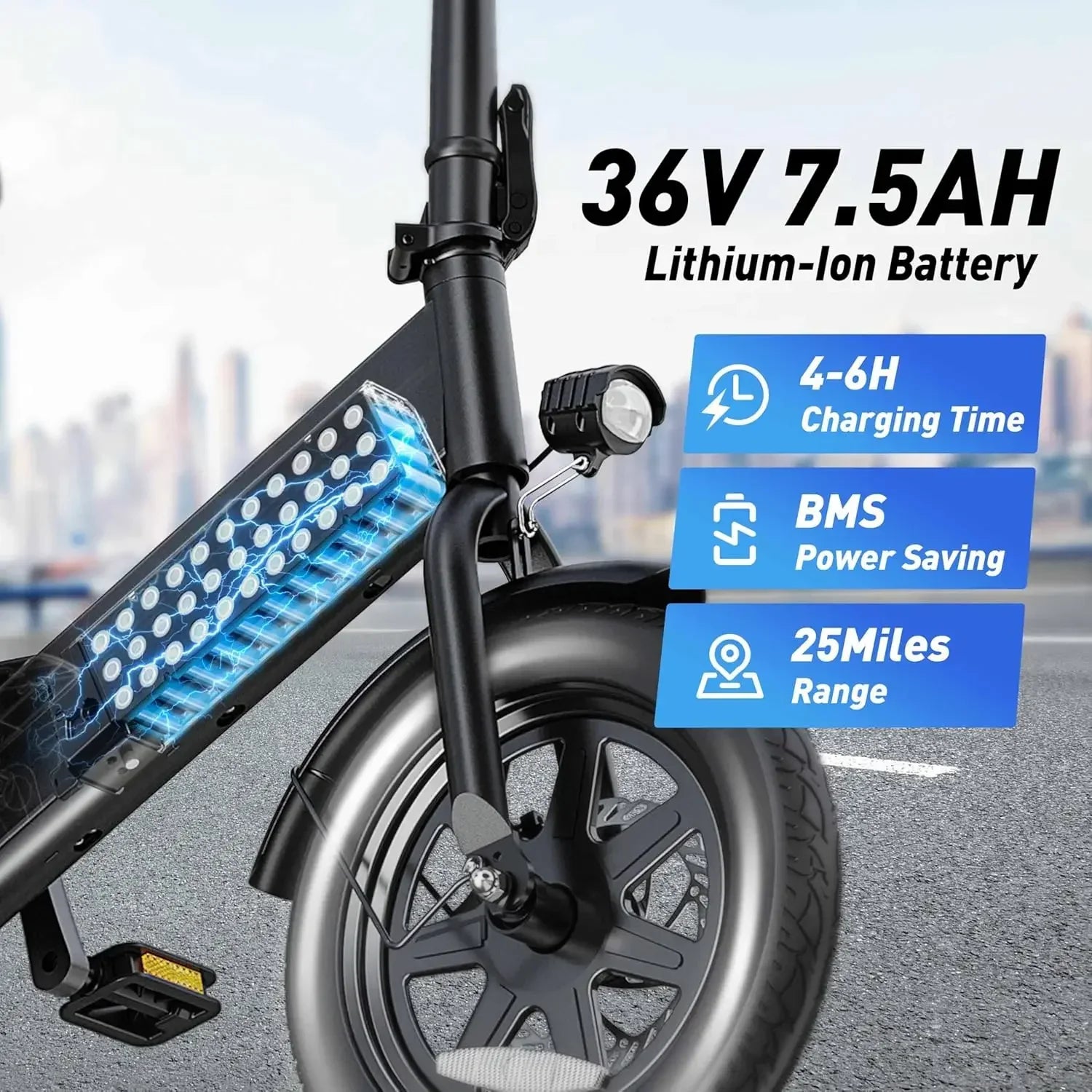 BEST HOT SELLIG QUALITY Folding Electric Bicycle,Commuter City E-Bike With 350W 36V 7.5Ah Battery,3 Levels Assist - GilloServ