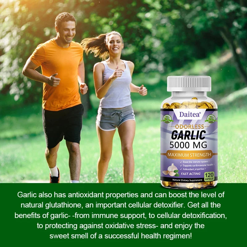 Garlic Extract Capsules 5000mg, Promotes// Immunity, Heart//Skin//Cardiovascular Health, Antioxidant - GilloServ