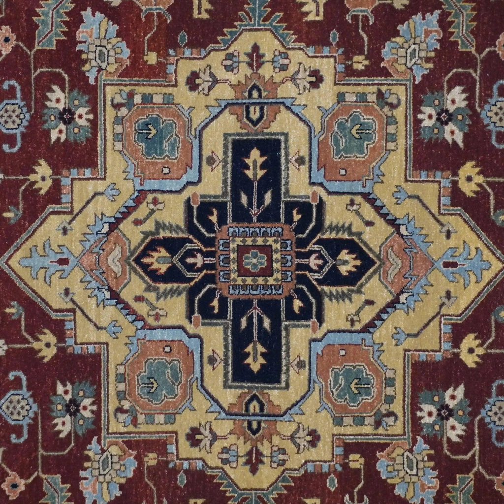 Canvello Hand Made Traditional Medallion Indo Serapi Rug - 9'0'' X 12'0''-4