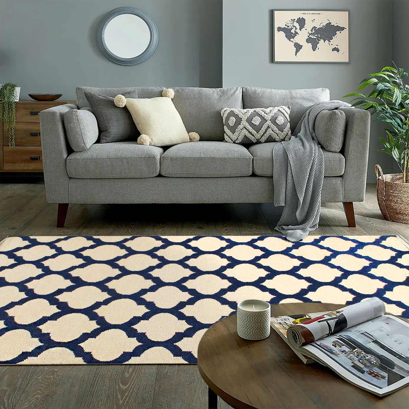 Canvello Handmade Blue Modern Hand Knotted Rug - 5' X 8'-3