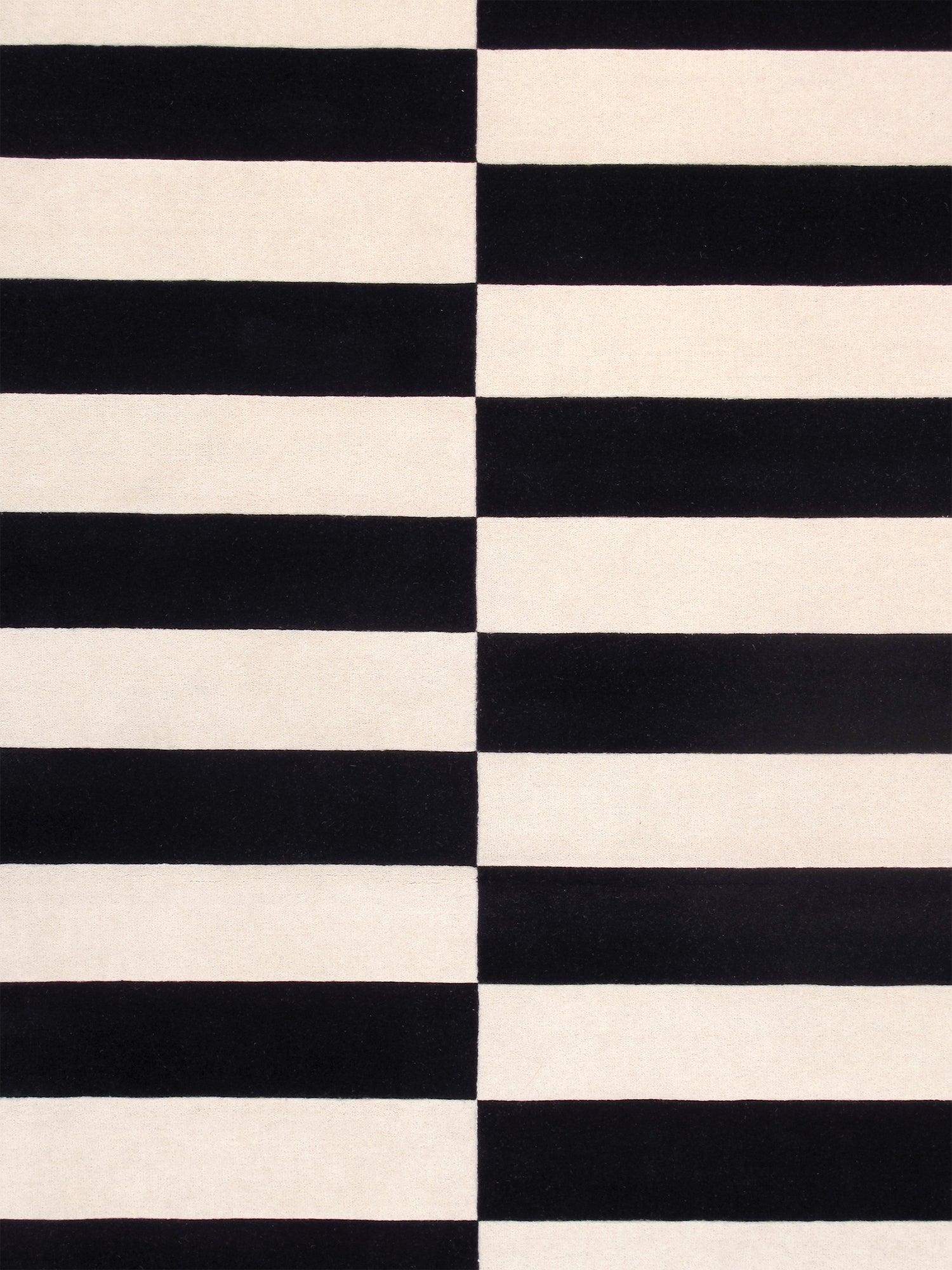 Canvello Modern Hand-Tufted White/Black Bsilk & Wool Area Rug- 8'9" X 11'9"-1