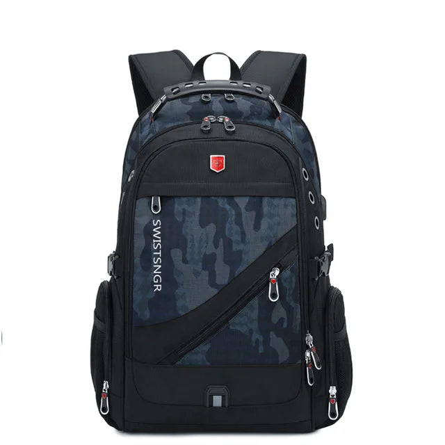 Waterproof 15.6/17.3 Inch Laptop Backpack Men USB Charging Swiss Backpack Travel Women Rucksack Male Vintage School Bag Mochila - GilloServ