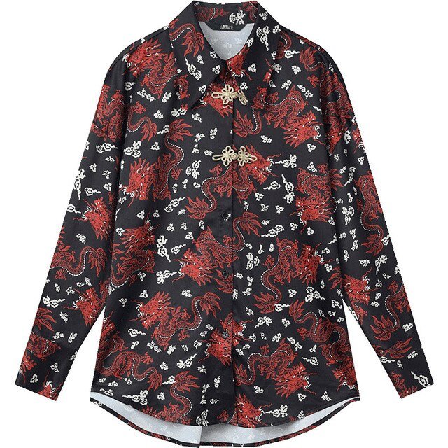 Casual Satin Shirt Women Spring Vintage Full Sleeve - GilloServ