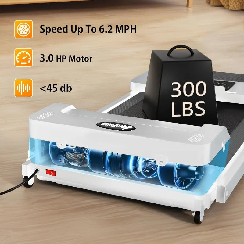 3.0 HP Foldable Portable Folding Small Treadmills for Home Office with 300 LBS Capacity, Walking Running Exercise - GilloServ