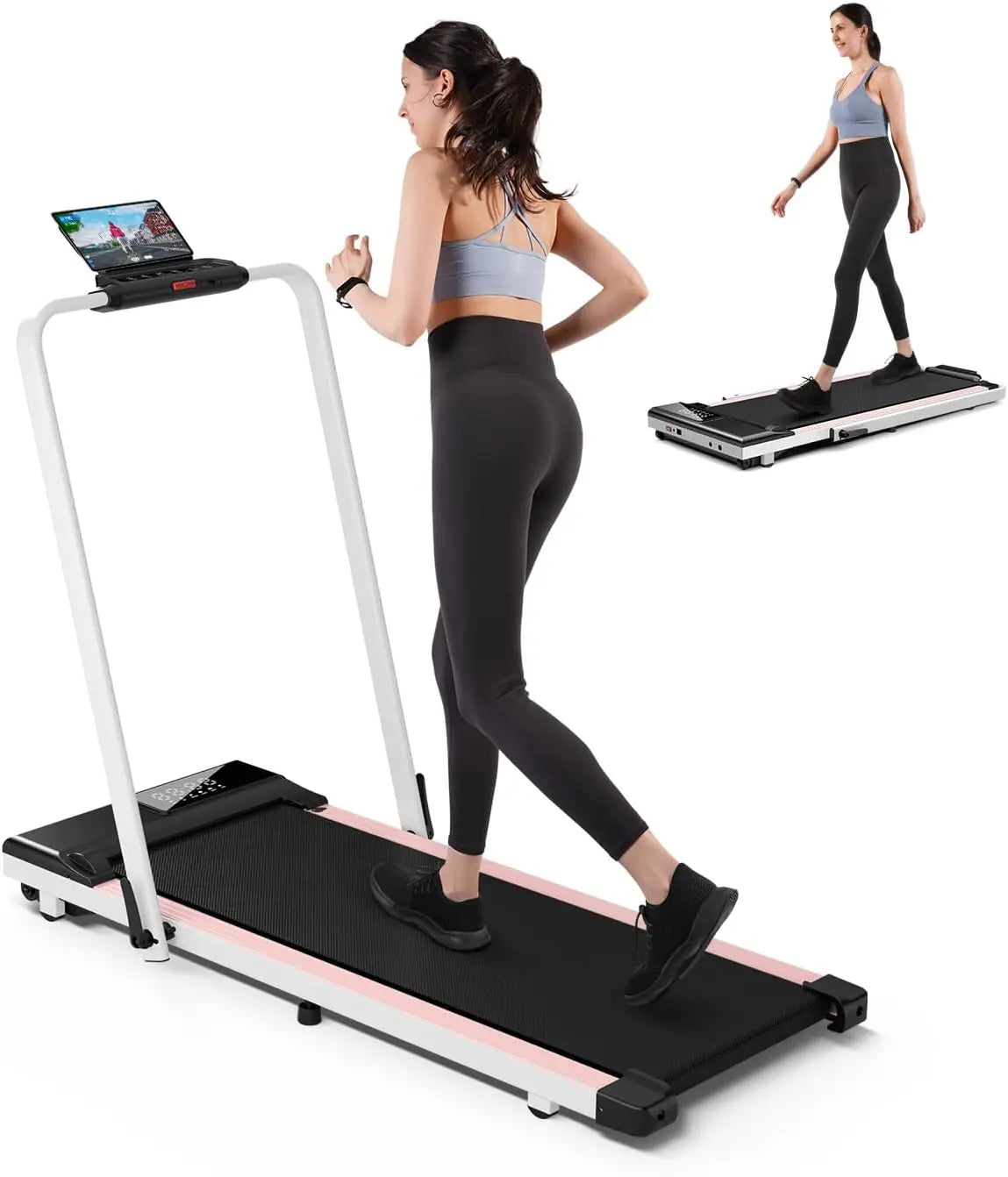 3 in 1 Under Desk Walking Pad Treadmill, 3.0HP Low Noise Portable for Home & Office, 300LBs Weight Capacity Folding With Remote - GilloServ