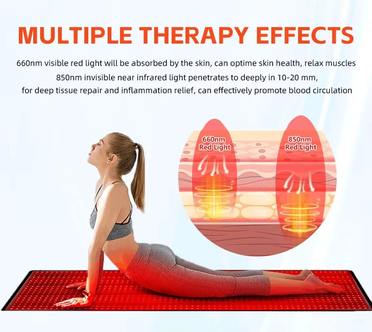 660nm 850nm LED red light therapy yoga mat home health relaxation - GilloServ