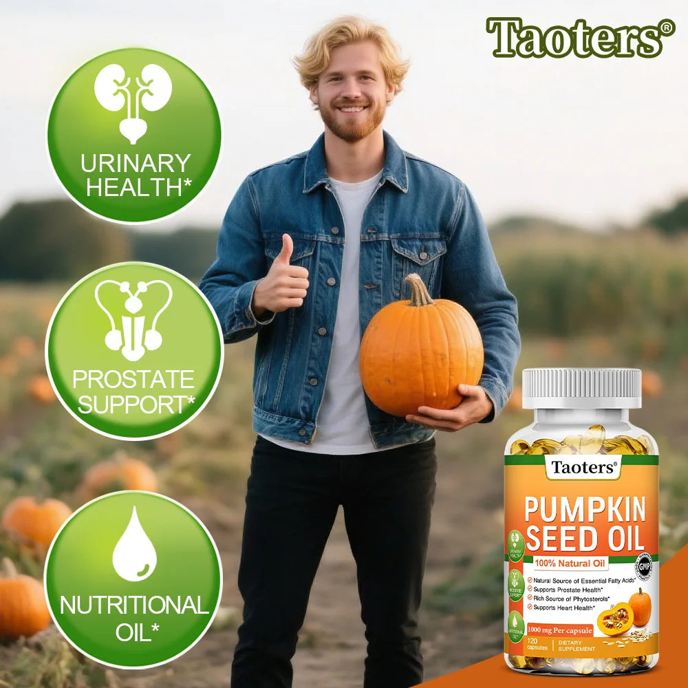 Pumpkin Seed Oil - Supports Prostate Health and Hair Growth, Enhances Brain Function, Urinary Tract Support - 120 Capsules - GilloServ