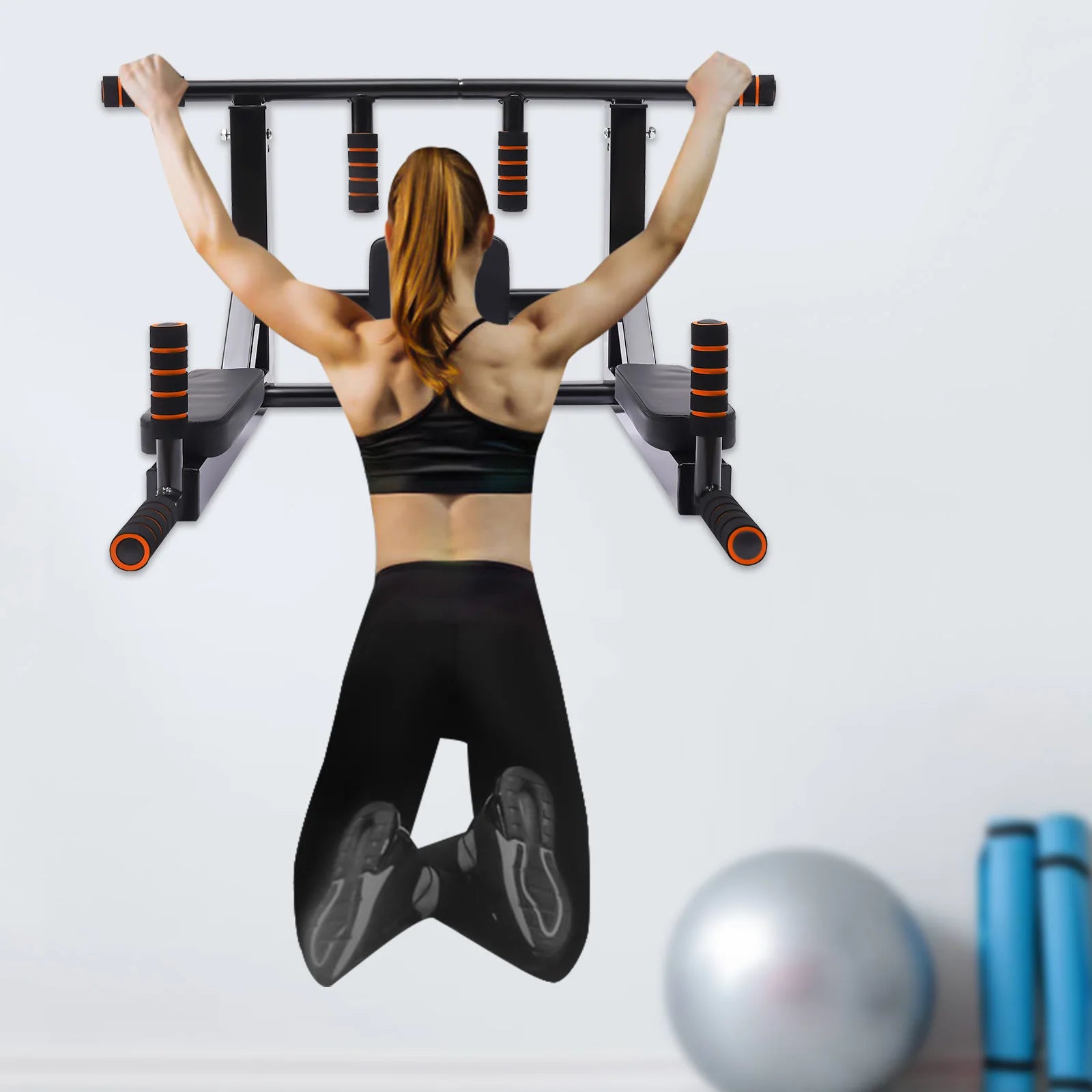 Multifunctional Wall Mounted Pull Up Bar-Chin Up & Dip Station - GilloServ