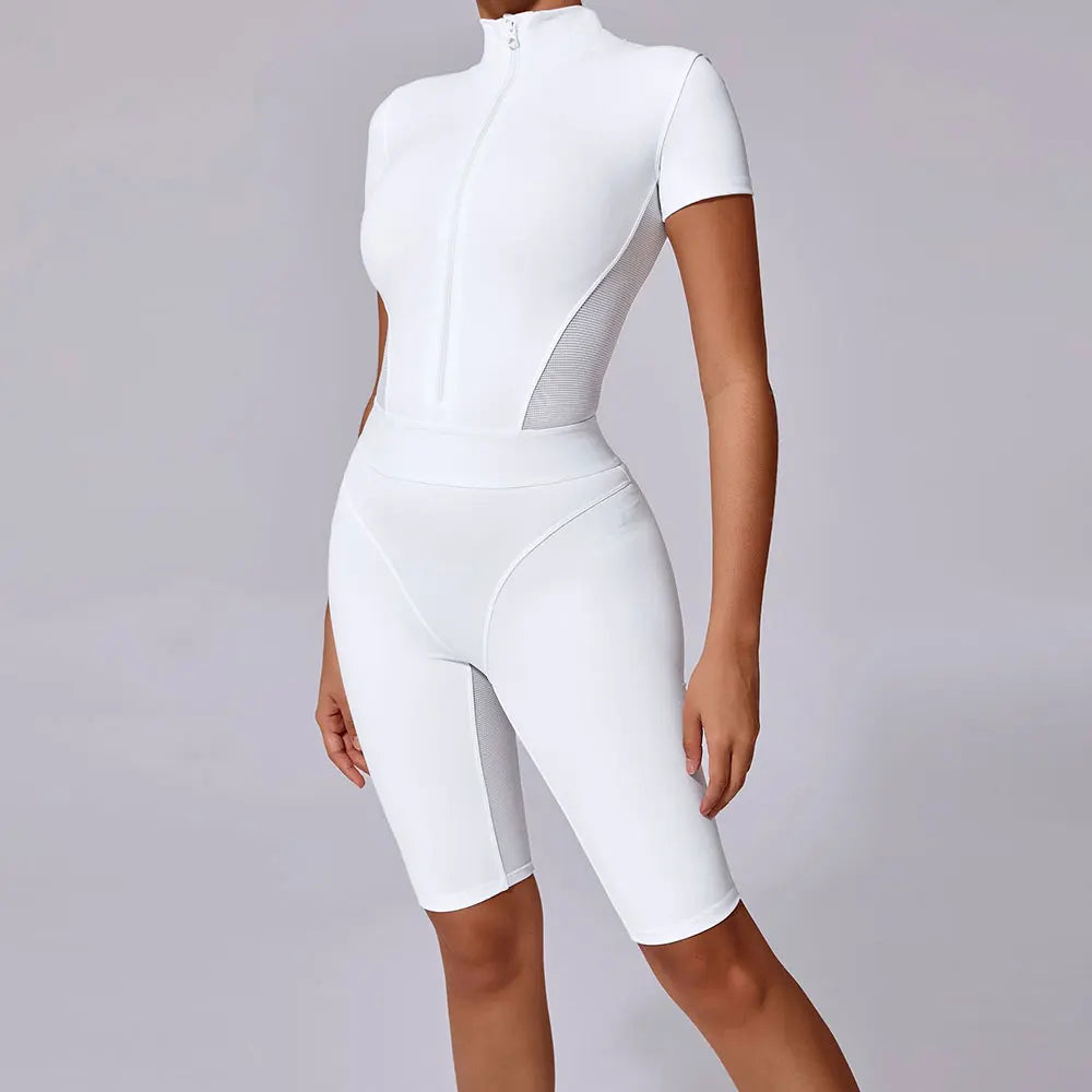 Summer Zipper Workout Rompers Sports Gym Clothing Running - GilloServ