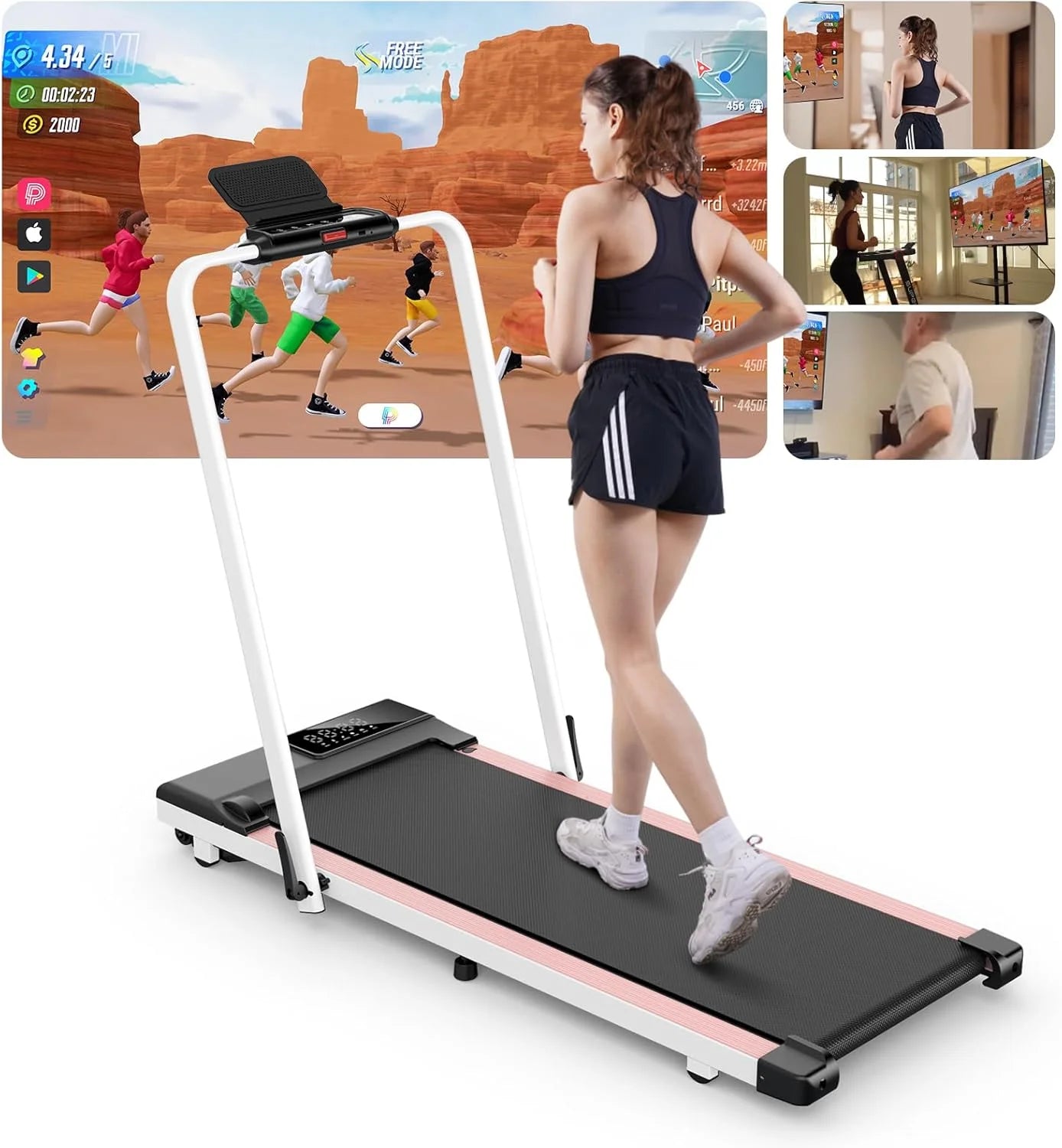 Treadmills for Home Foldable,Folding Walkingpad Treadmill MAX 300lbs APP Remote Control,Running Machine with Safety Handrail - GilloServ