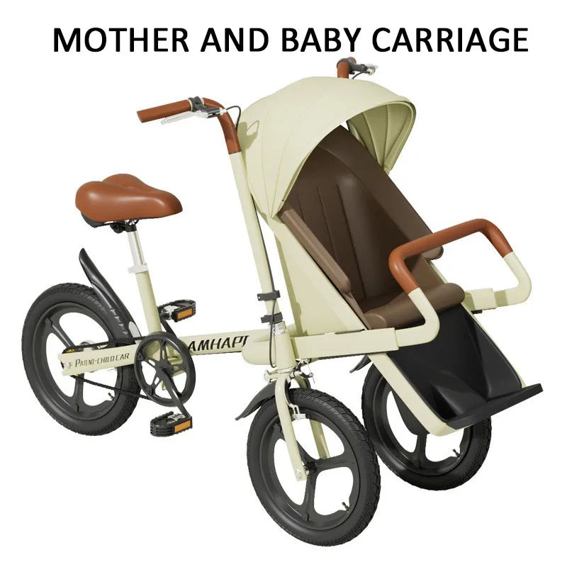 Mother And Baby Tricycle For Outdoor Cycling And Baby Transportation - GilloServ