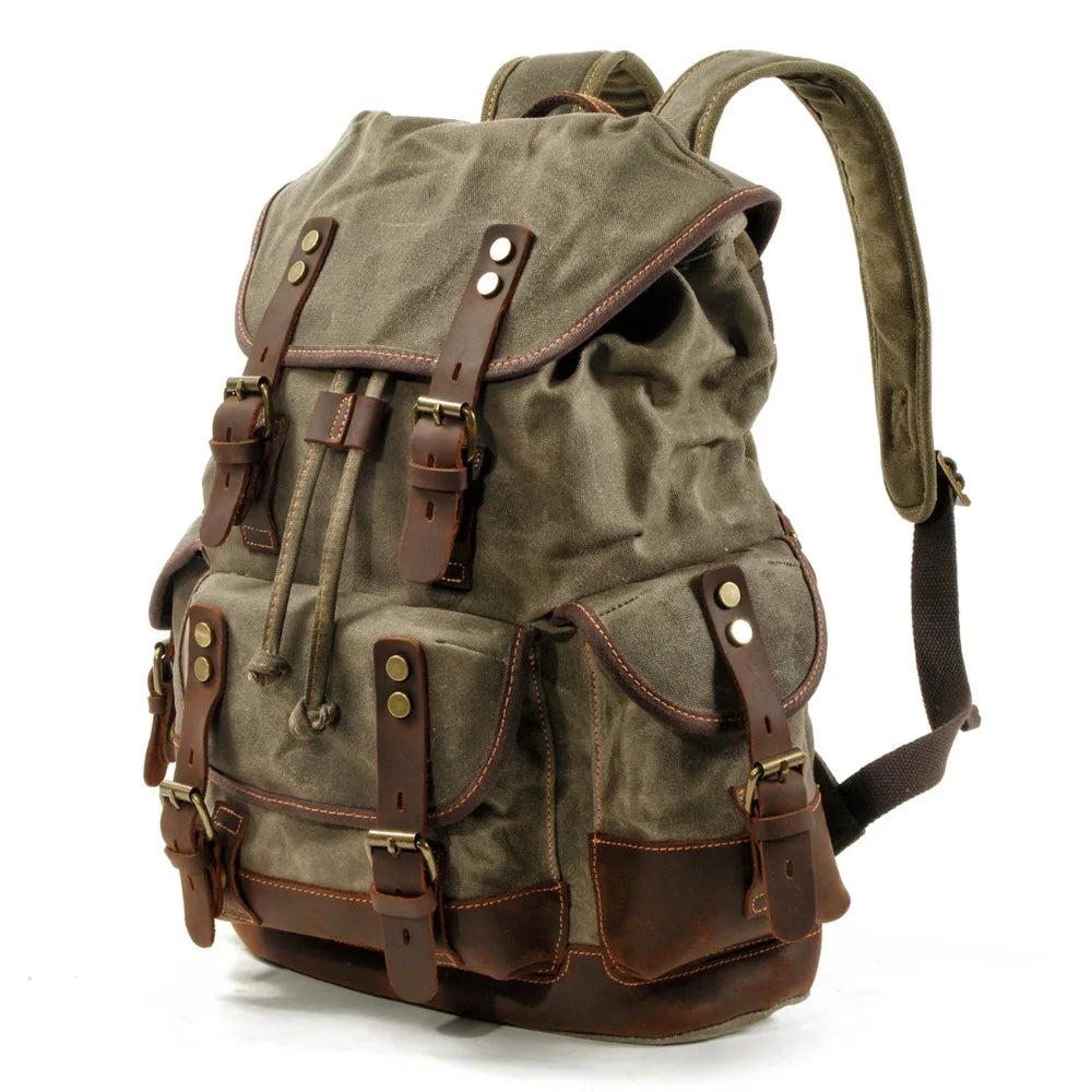 Vintage Canvas Backpacks for Men Laptop Daypacks Waterproof Rucksacks - GilloServ