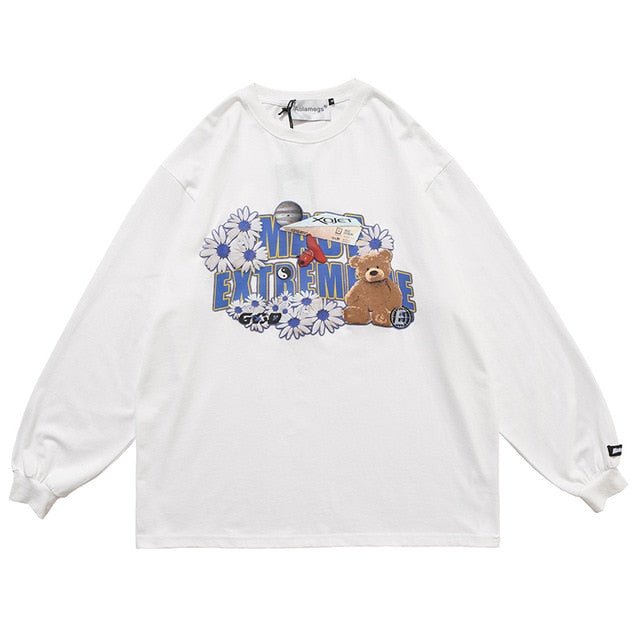 Flowers Funny Loose Sweatshirts Streetwear
