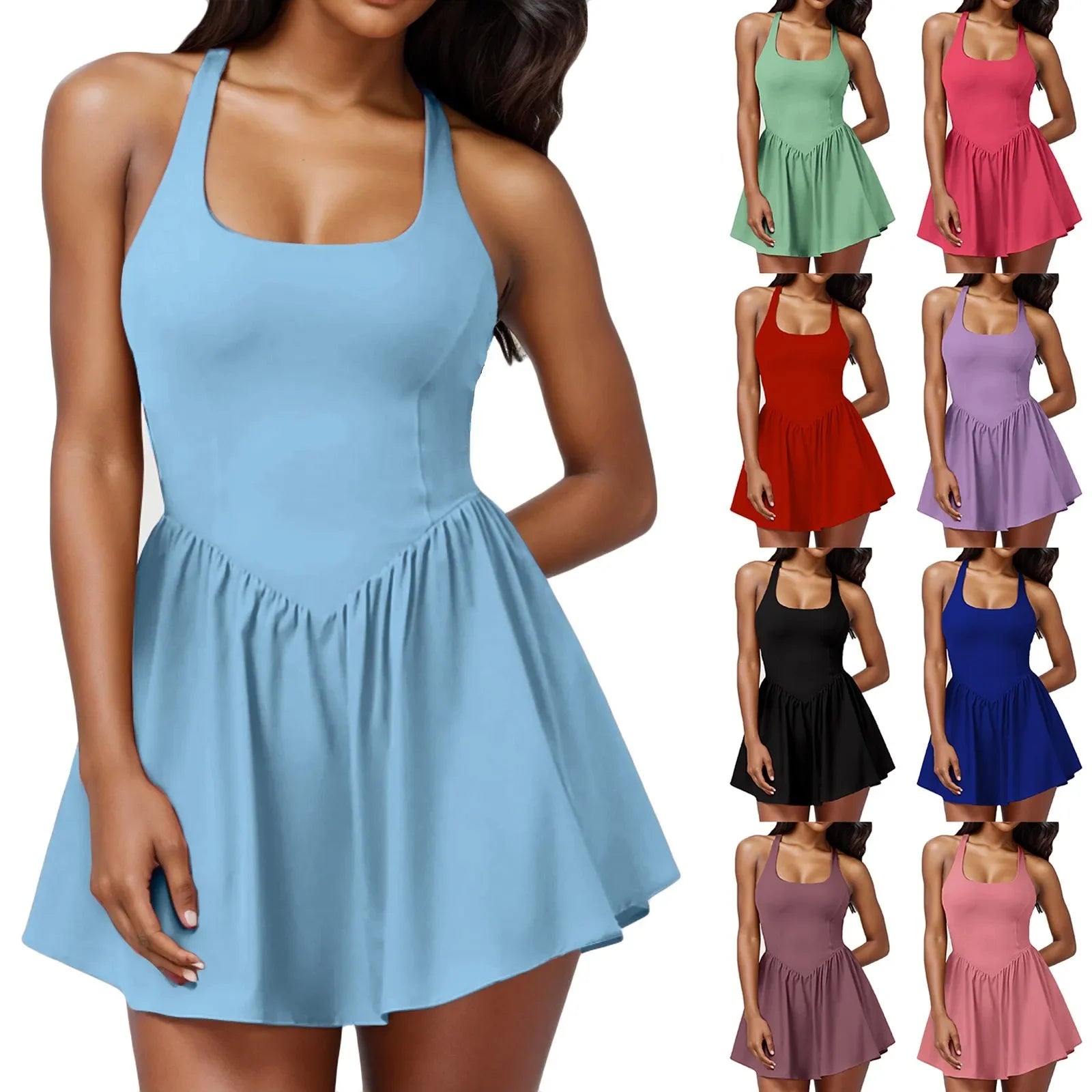 Solid Running Workout sleeveless Dress Gym Yoga ShortS/Clothes Sleeveless - GilloServ