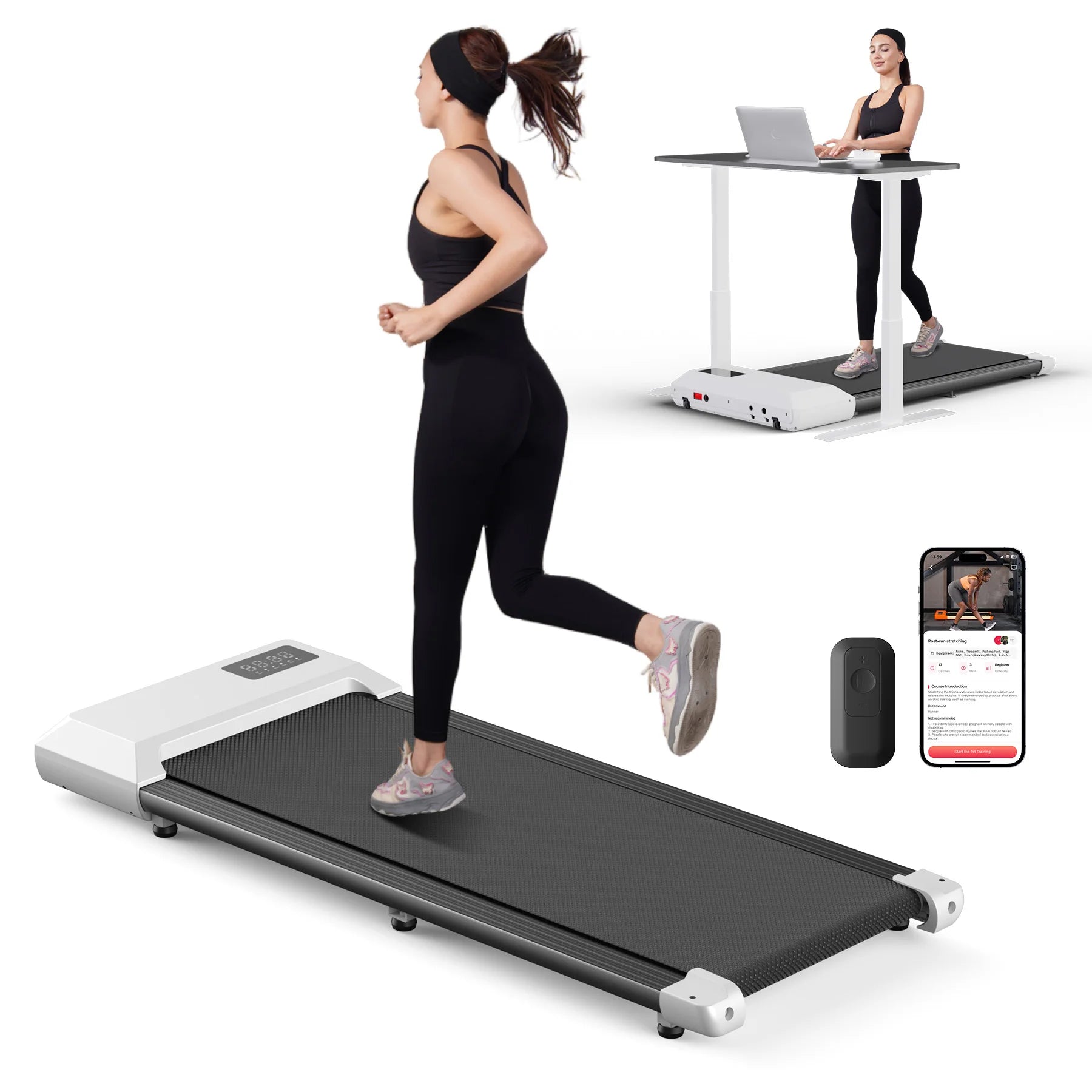 Smart Under Desk Treadmill for Home Office,Treadmill with APP&Remote Control, LCD Screen, Quiet Walking Jogging Exercise Machine - GilloServ