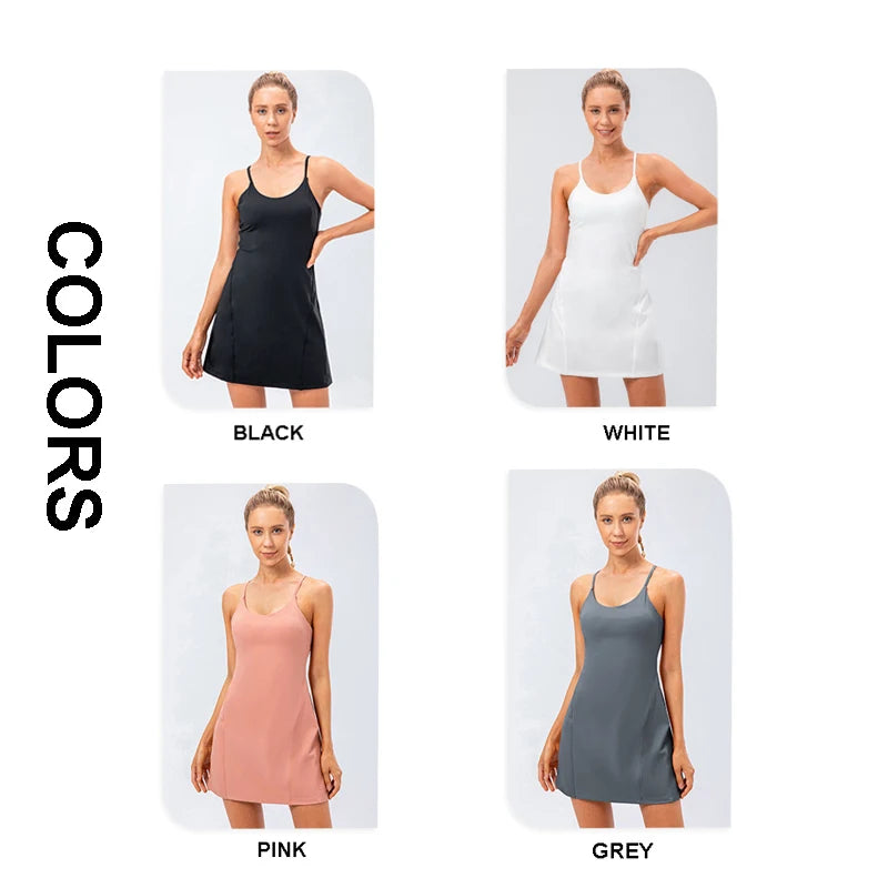 Women Tennis Yoga Skirt High Stretch Soft Nylon Badminton Golf Dress - GilloServ