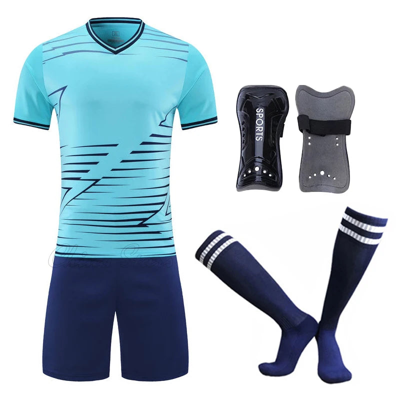 Football Jerseys Kits/Socks/Shin Pads Soccer Uniforms/Adult/Kid Suits