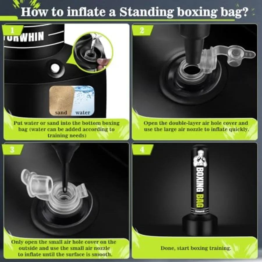 Freestanding Punching Bag for Adults Teens// 70'' Heavy Boxing Bag with Stand Includes Gloves Pump and Jump Rope Ideal for Home G - GilloServ