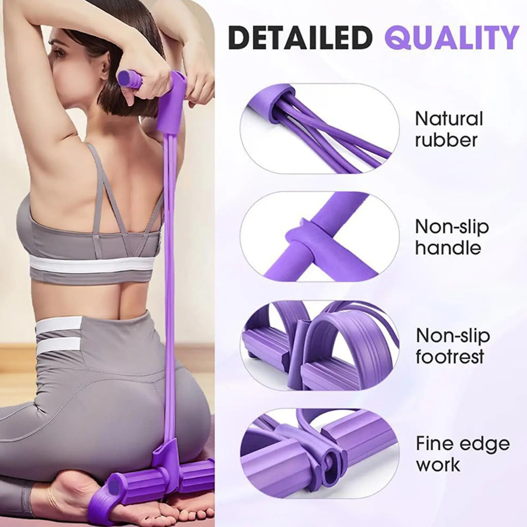 Fitness Resistance Bands 4 Tube Pedal Puller Exercise Resistance Band - GilloServ